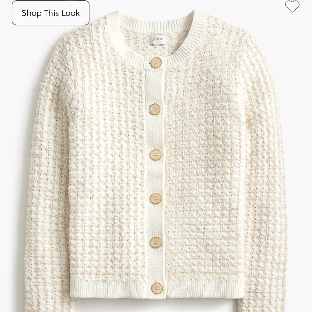 J. Crew Emilie lady jacket cardigan knit ivory + gold sweater MEDIUM